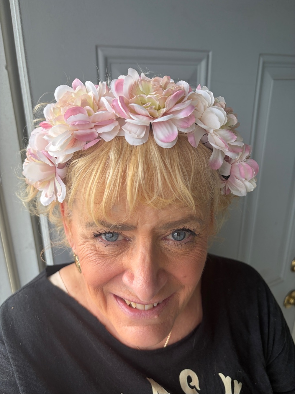 Floral Crown Headband - Pink & Cream Flower Hair Accessory Gorgeous Flowers New